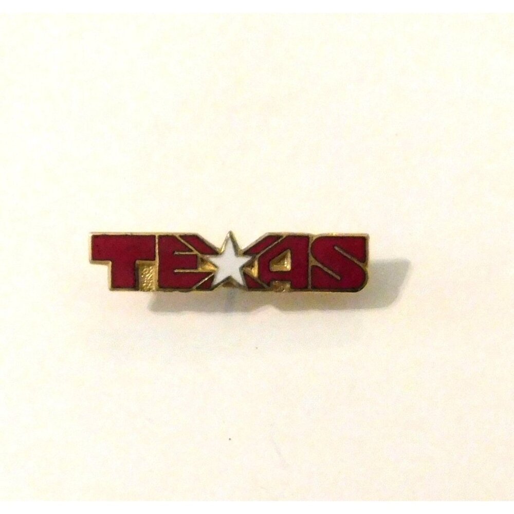 Texas State Metal Lapel Pin Star Design Red White Gold Tone